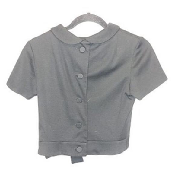 B. Altman & Co Fifth Ave NY Vintage Black Collared Crop Top Button Front Size S - Picture 2 of 6